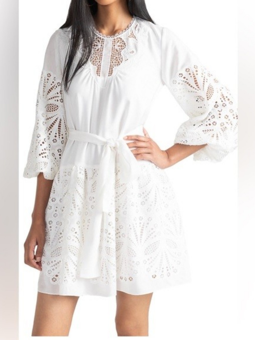 Shoshanna White Eyelet Midi Dress